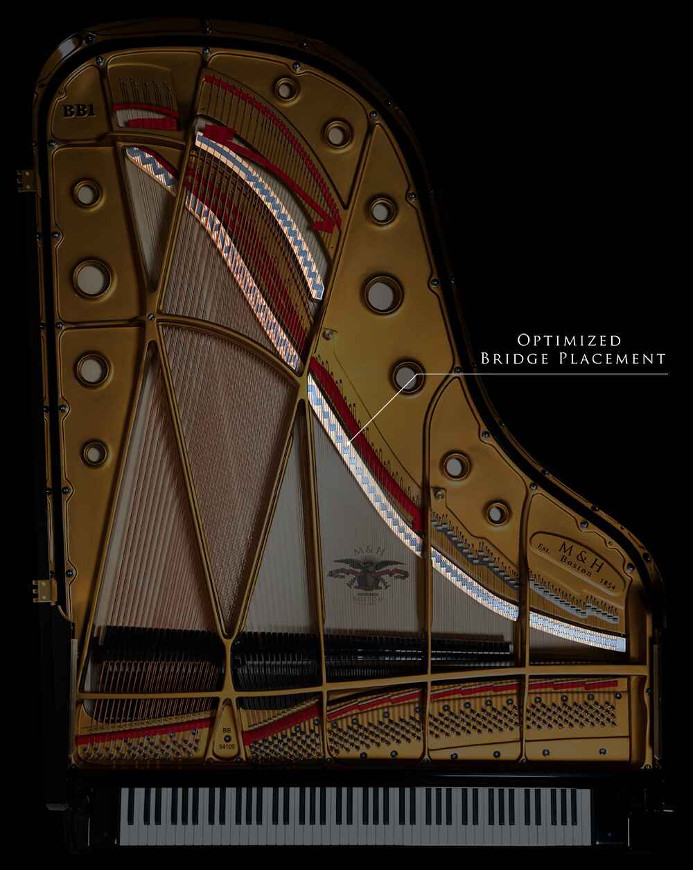 VX BRIDGE BB Top Photo 1k opt • Mason & Hamlin Piano Company • Made in the USA